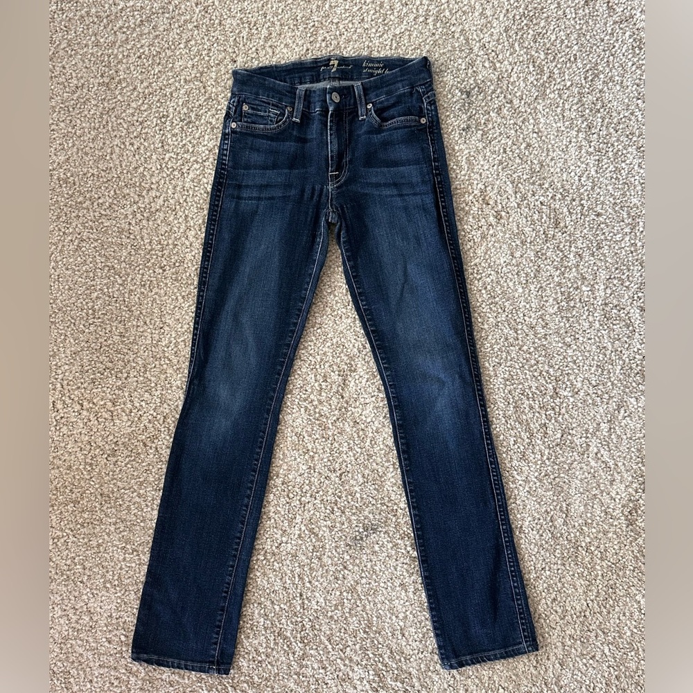 7 for all Mankind Blue Denim Jeans - straight leg, size 26